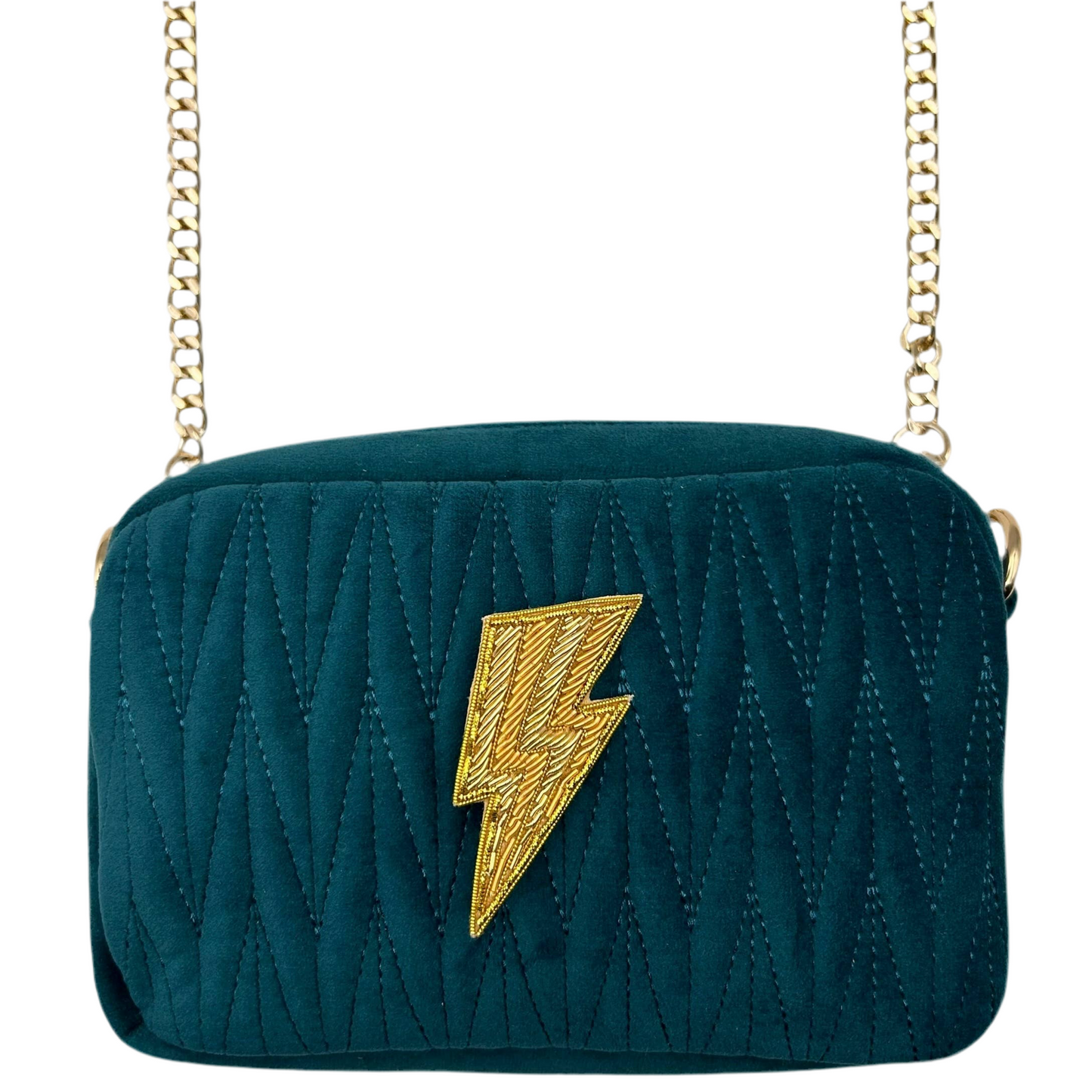 Tasche Samt, petrolblau