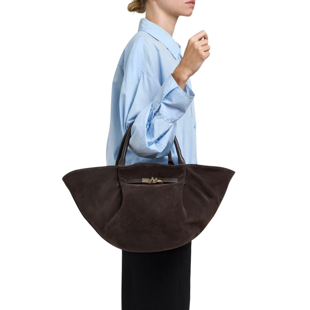 Handtasche Charlène Wildleder dunkelbraun