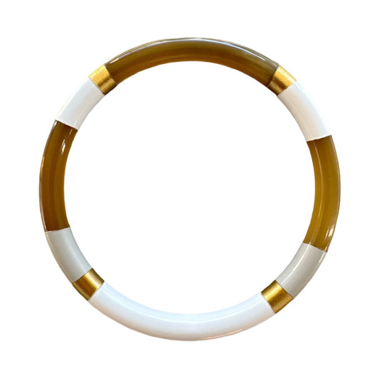 Armreif Horn weiss-taupe