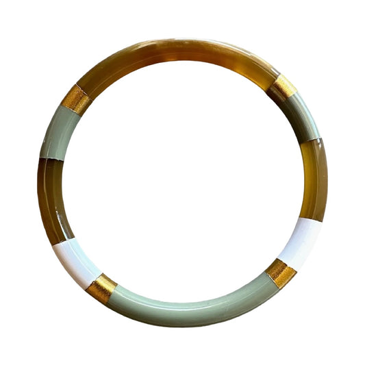 Armreif Horn khaki-weiss