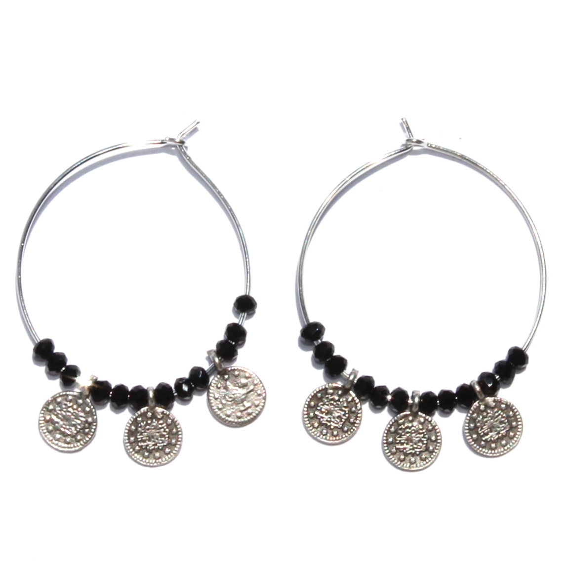 Creolen Coins schwarz