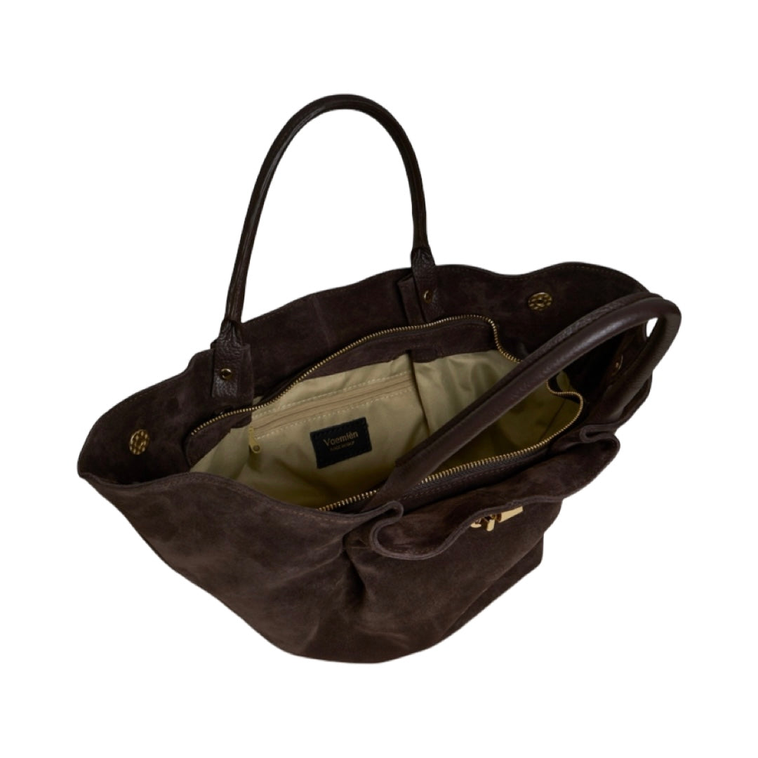 Handtasche Charlène Wildleder dunkelbraun