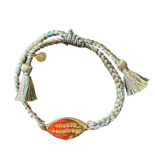 Halskette Choose Happiness, grün/gold