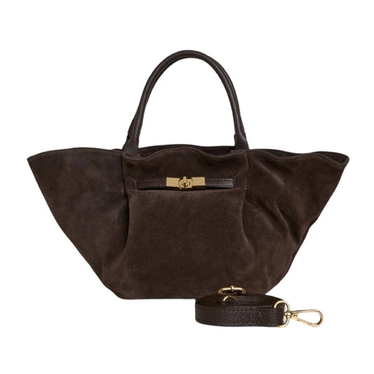 Handtasche Charlène Wildleder dunkelbraun