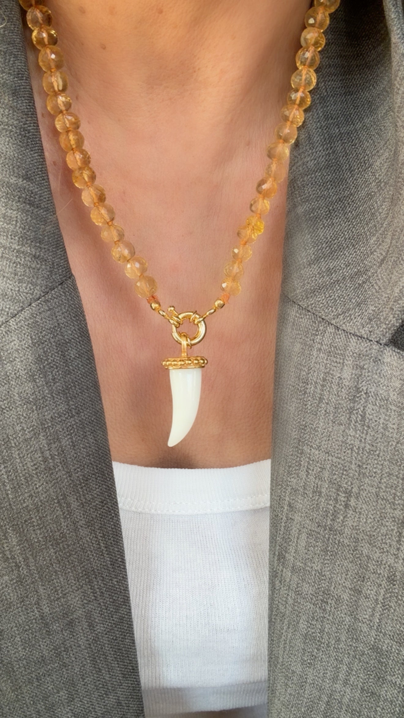 Halskette Citrin Horn