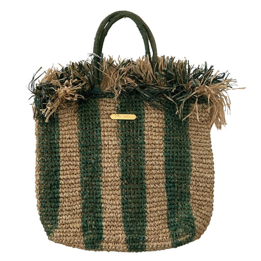 Basttasche Green Stripes